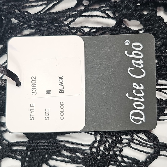 Dolce Cabo Black Knit Crochet Swim Cover Up Women’s Boho Sheer Resortwear - Picture 9 of 11